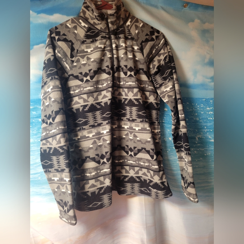 Eddie Bauer Women's Fleece Aztec Pattern Quarter Zip Pullover Size Medium‎